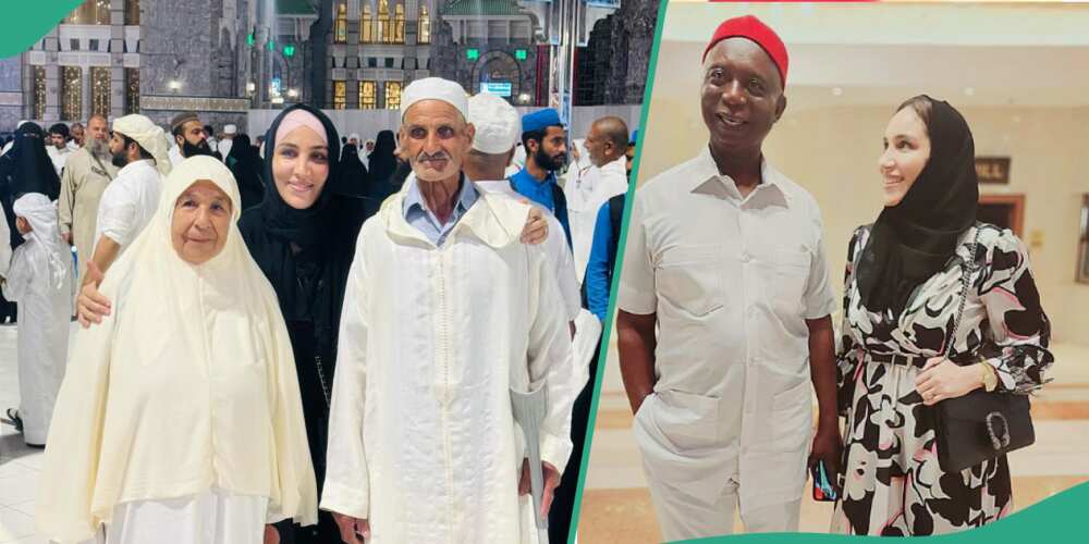 Ned Nwoko's Moroccan wife Laila in Mecca with grandparents.