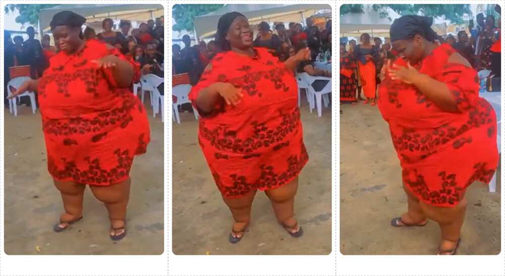 Photos of a plumpy lady dancing in public.