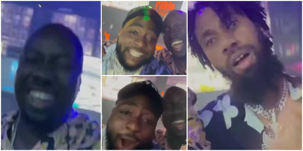 Fans react as Davido is spotted with Obi Cubana and Phyno at a club on his return to the country