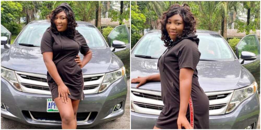 E Choke: Actress Stephanie Ekwu Shares Photos of Her Brand New Ride, Colleagues Celebrate With Her