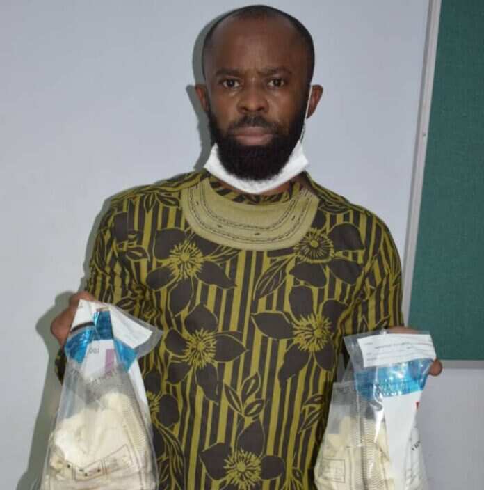 Adendu Kingsley has been caught with banned substances by NDLEA. Photo: PR News