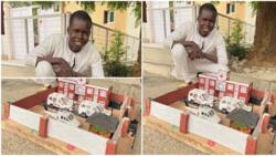 Mind-blowing creativity: Nigerian kid designs replica of red cross office building, cars, airplane park inside