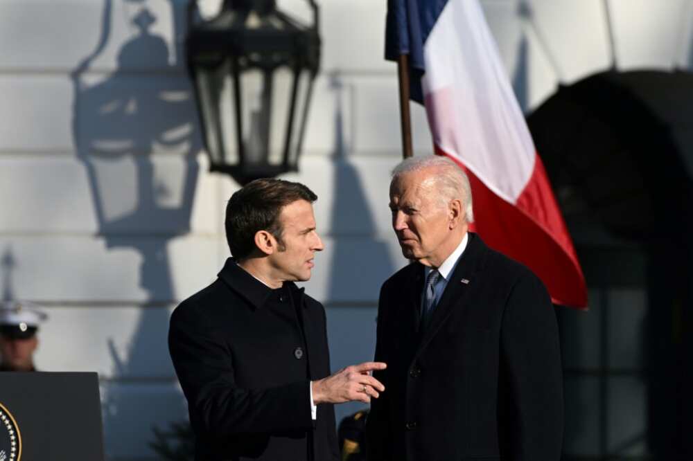 US President Joe Biden welcomes French President Emmanuel Macron to the White House