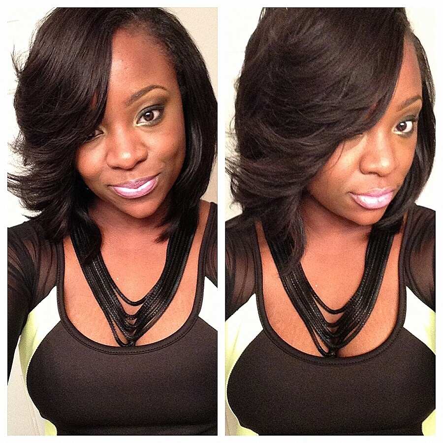 Feathered bob natural clearance hair