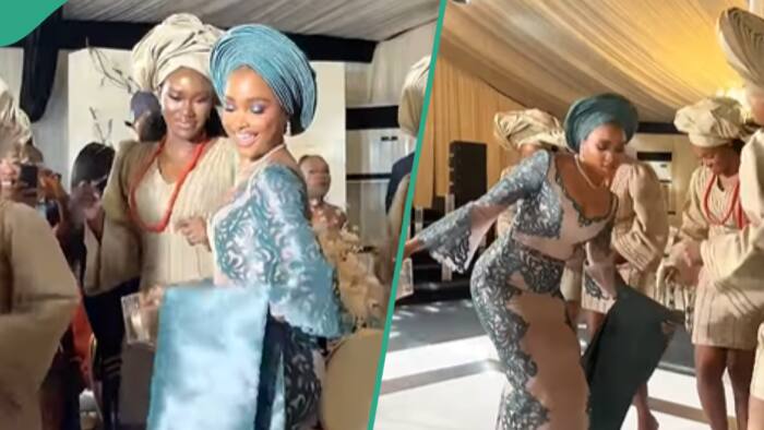 Bride and her asoebi slay in classy traditional outfits, give stylish dance steps: "No corset"