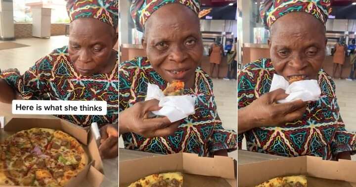 Lady takes grandmother to pizza shop