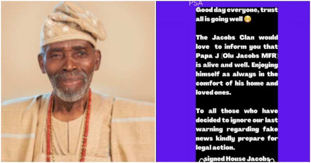 Olu Jacobs death rumours.