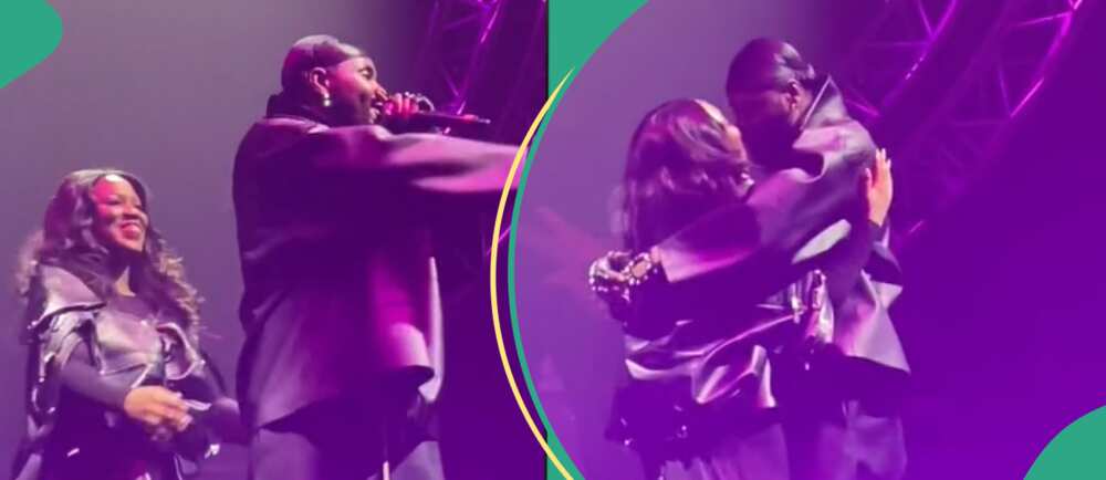 Kizz Daniel's wife joins him on stage at his UK concert.