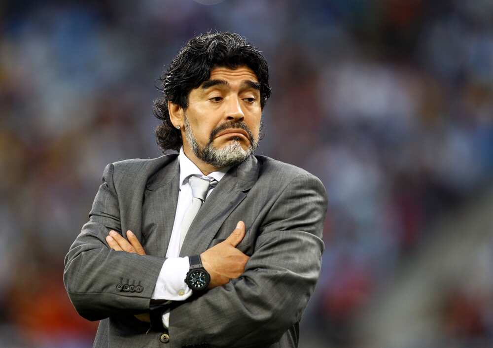 Football legend Diego Maradona in action