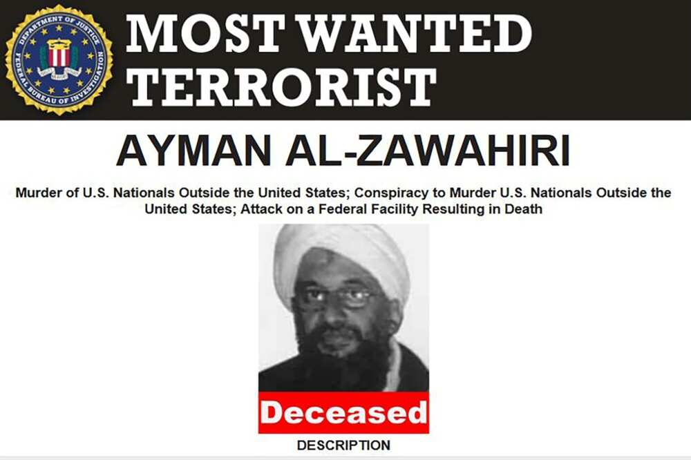 US officials updated the wanted poster of Zawahiri after announcing his death US officials updated the wanted poster of Zawahiri after announcing his death