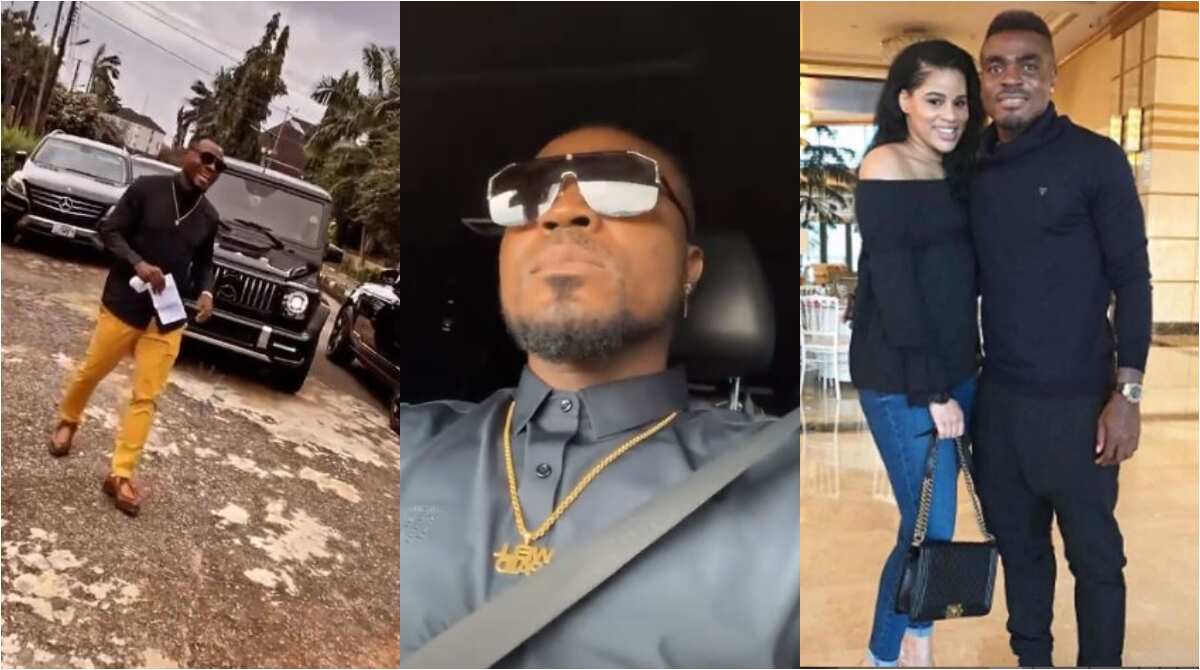 Wife of Super Eagles legend speaks after husband leaves home in convoy of 7 cars for Obi Cubana's mother's burial