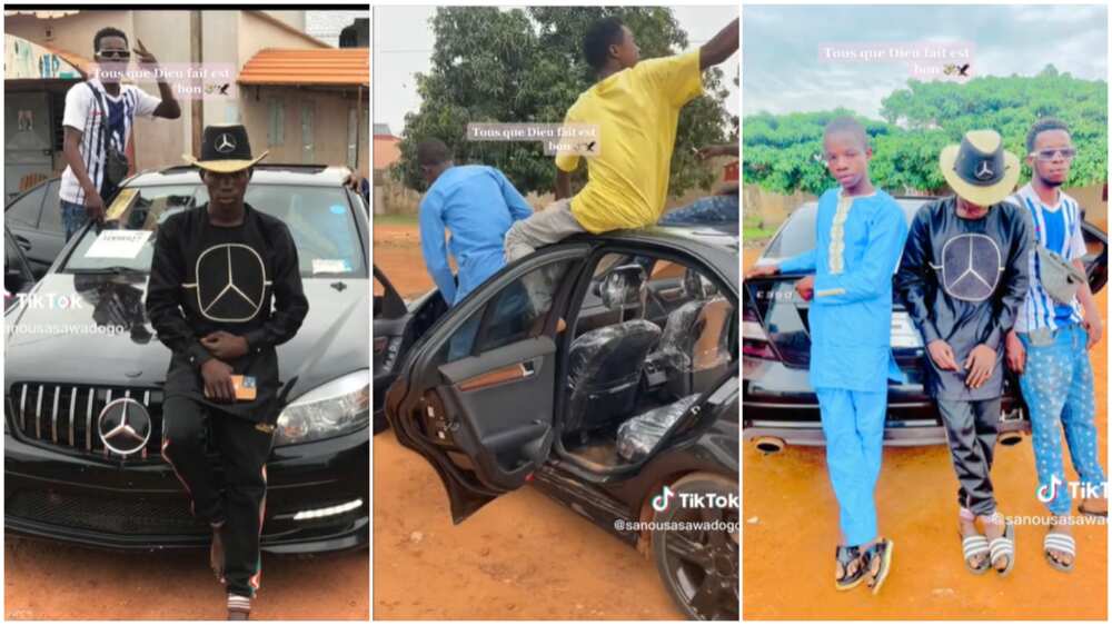 Black Mercedes Benz/man celebrated his new car. Black Mercedes Benz/man celebrated his new car.