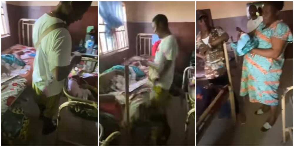Nigerians react as man shows up at hospital, rains N100 notes on mother and baby in viral video