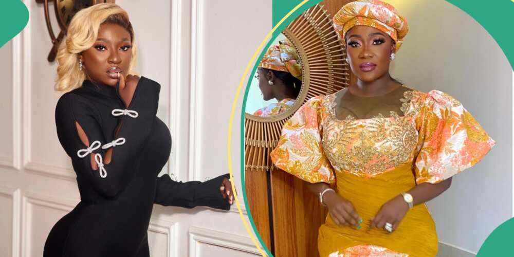 Yvonne Jegede tackles Mercy Johnson over meat and Okada.