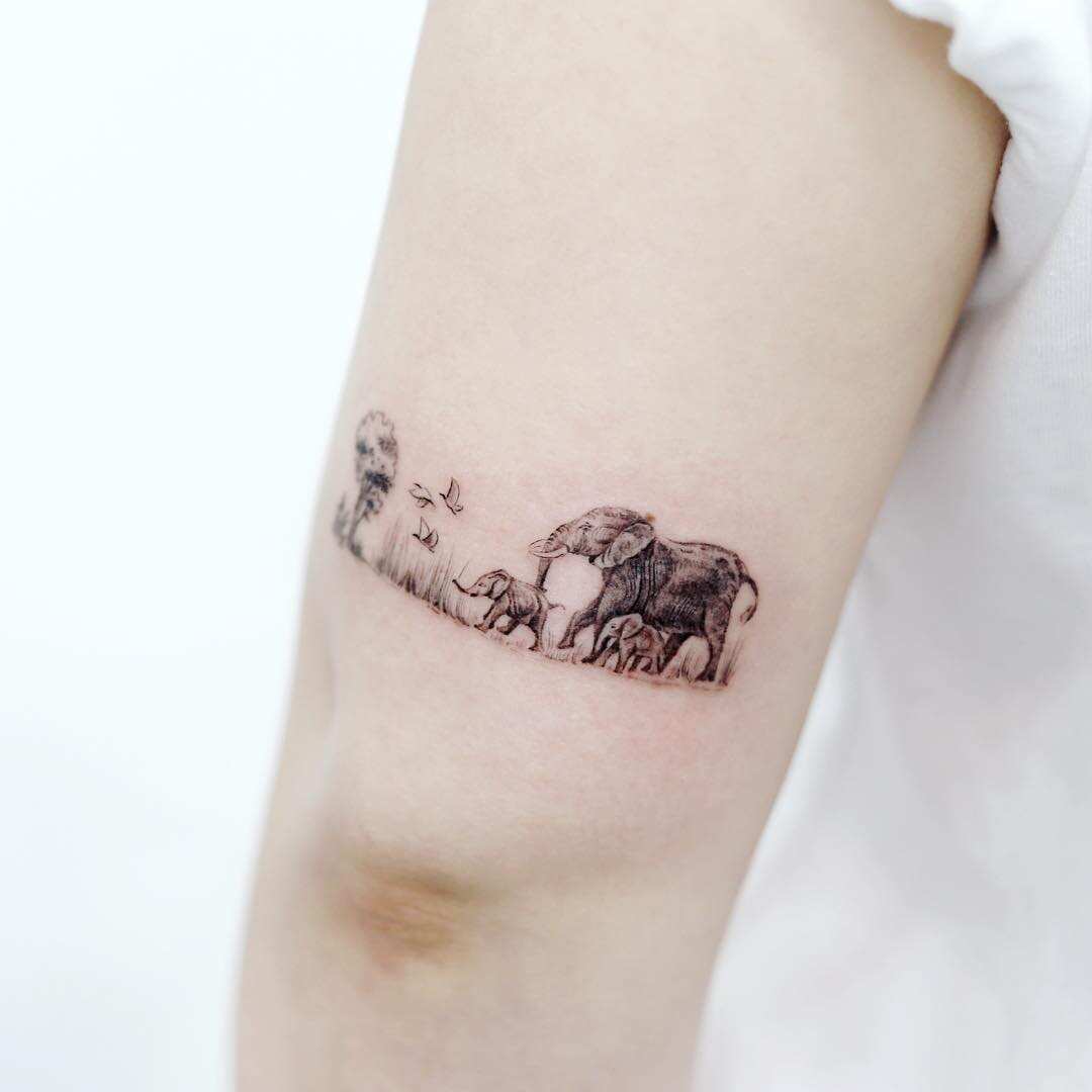 Baby Elephant Temporary Tattoo (Set of 3) – Small Tattoos