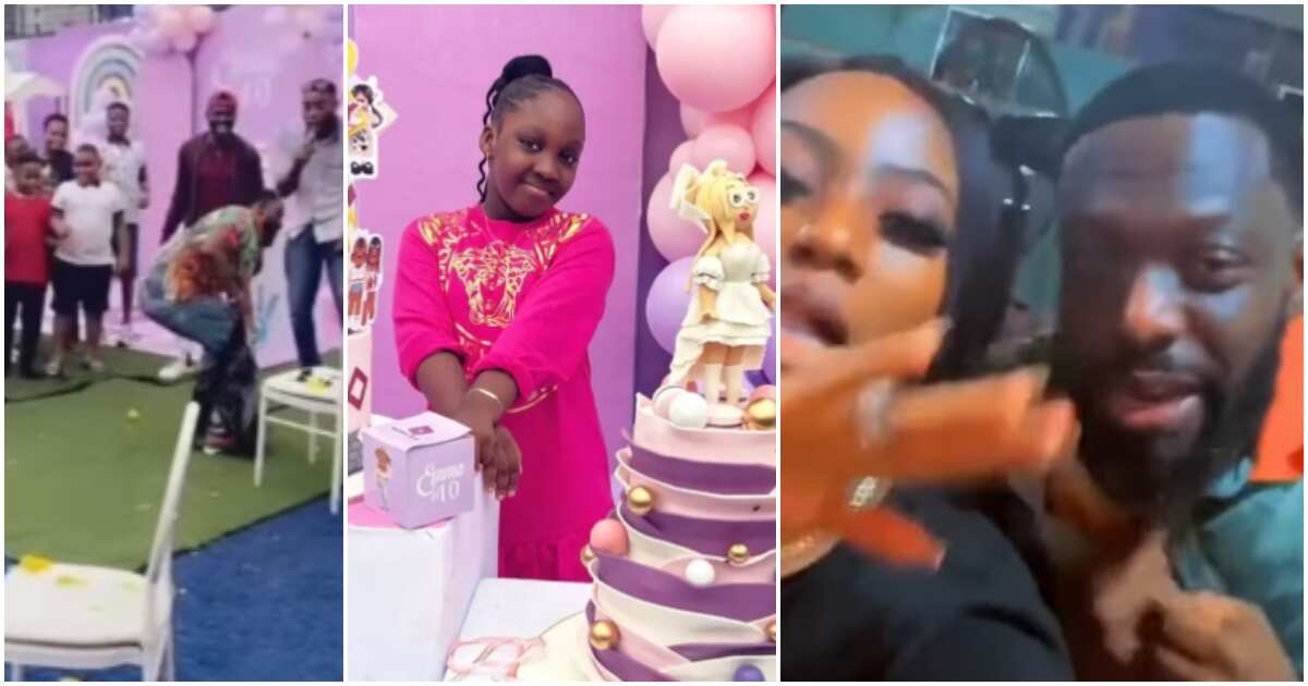 Timaya plays fun games with baby mama during 10th birthday of his lookalike daughter, Nigerians pick winner