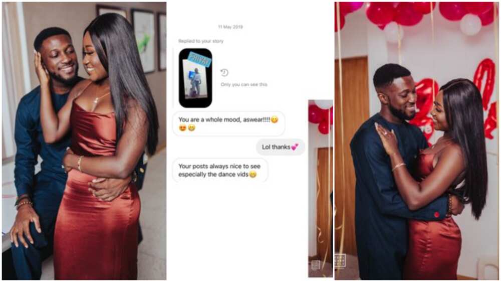 The man praised her nice posts. The man praised her nice posts.
