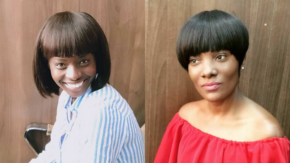 Short weave hairstyles with a fringe