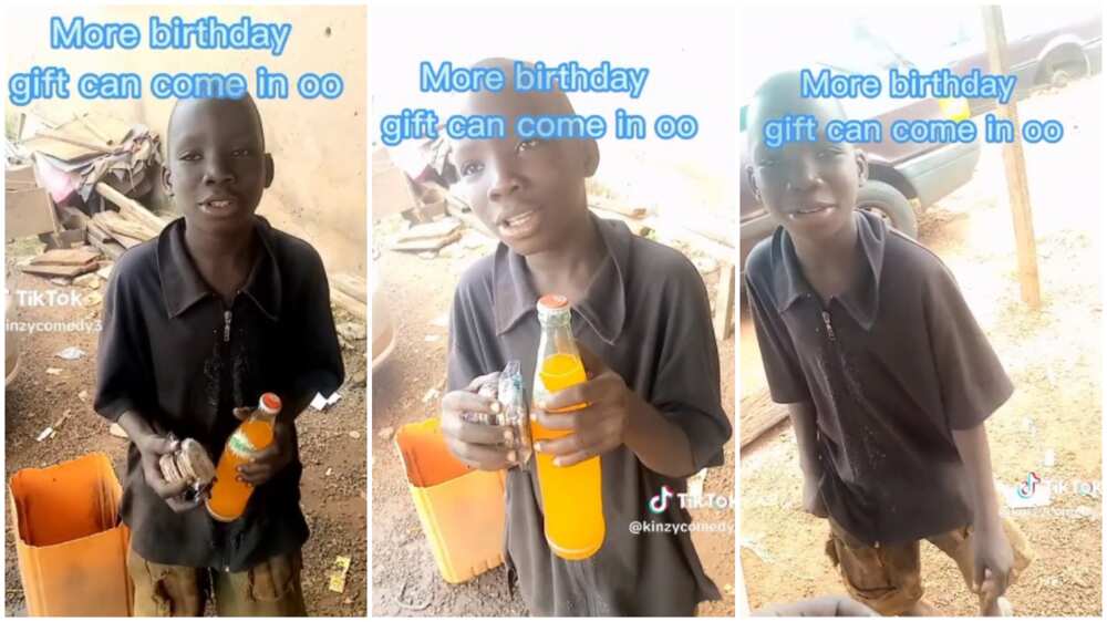 kind kid surprises man on birthday. Photo source: TikTok/@kinzycomedy3