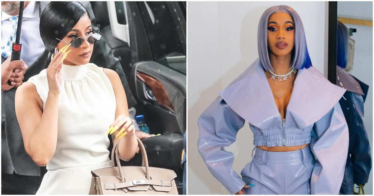 Cardi B bares taut midriff in revealing leather as she rocks 1990s chic  hairdo and LV handbag