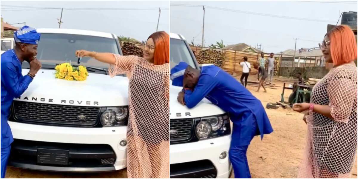 Fans react as Omoborty surprises actor Ijebu with brand new Range Rover car in cute video