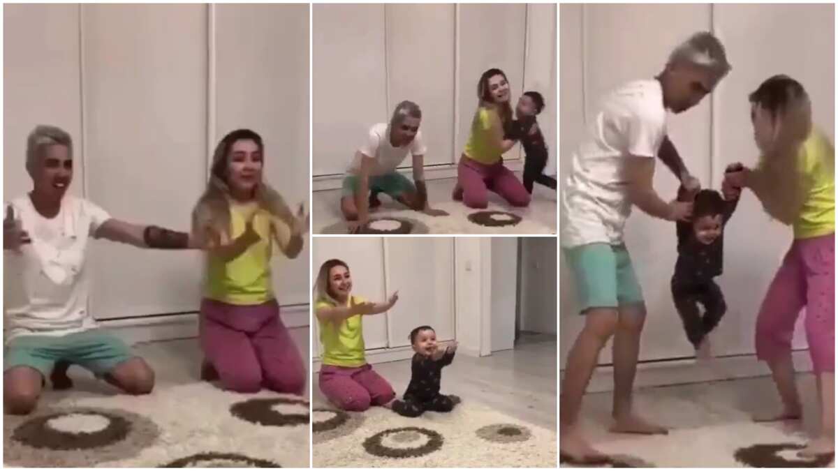 Funny moment baby chooses mum over dad during family game, father 'rigs' everything in his favour