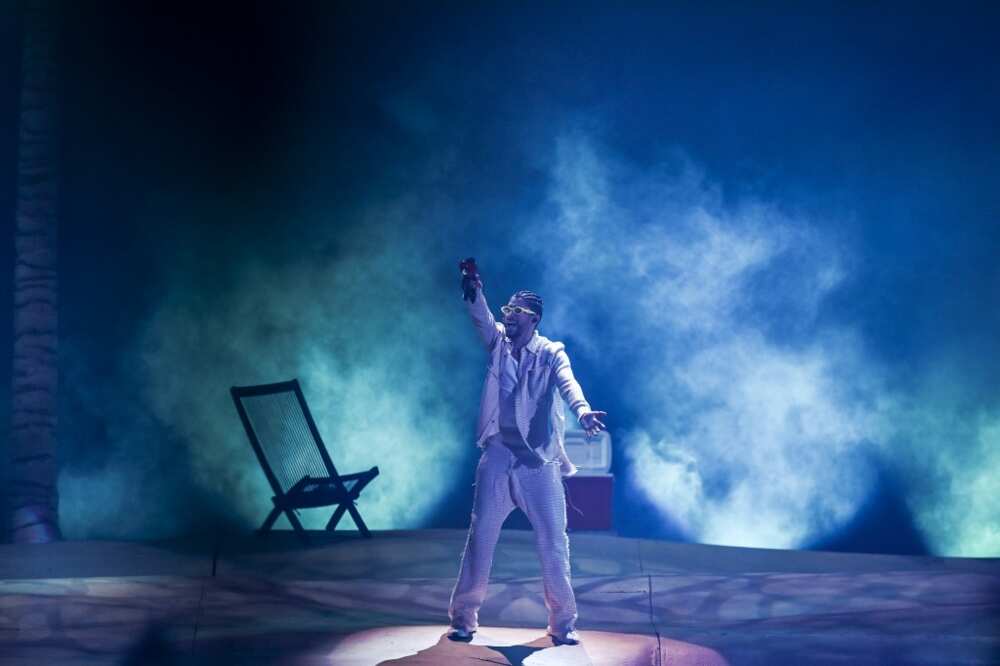 Bad Bunny, shown here performing August 12 in Miami Gardens, Florida, scored the MTV VMA for best artist, and the Puerto Rican singer accepted the prize from his tour date at Yankee Stadium