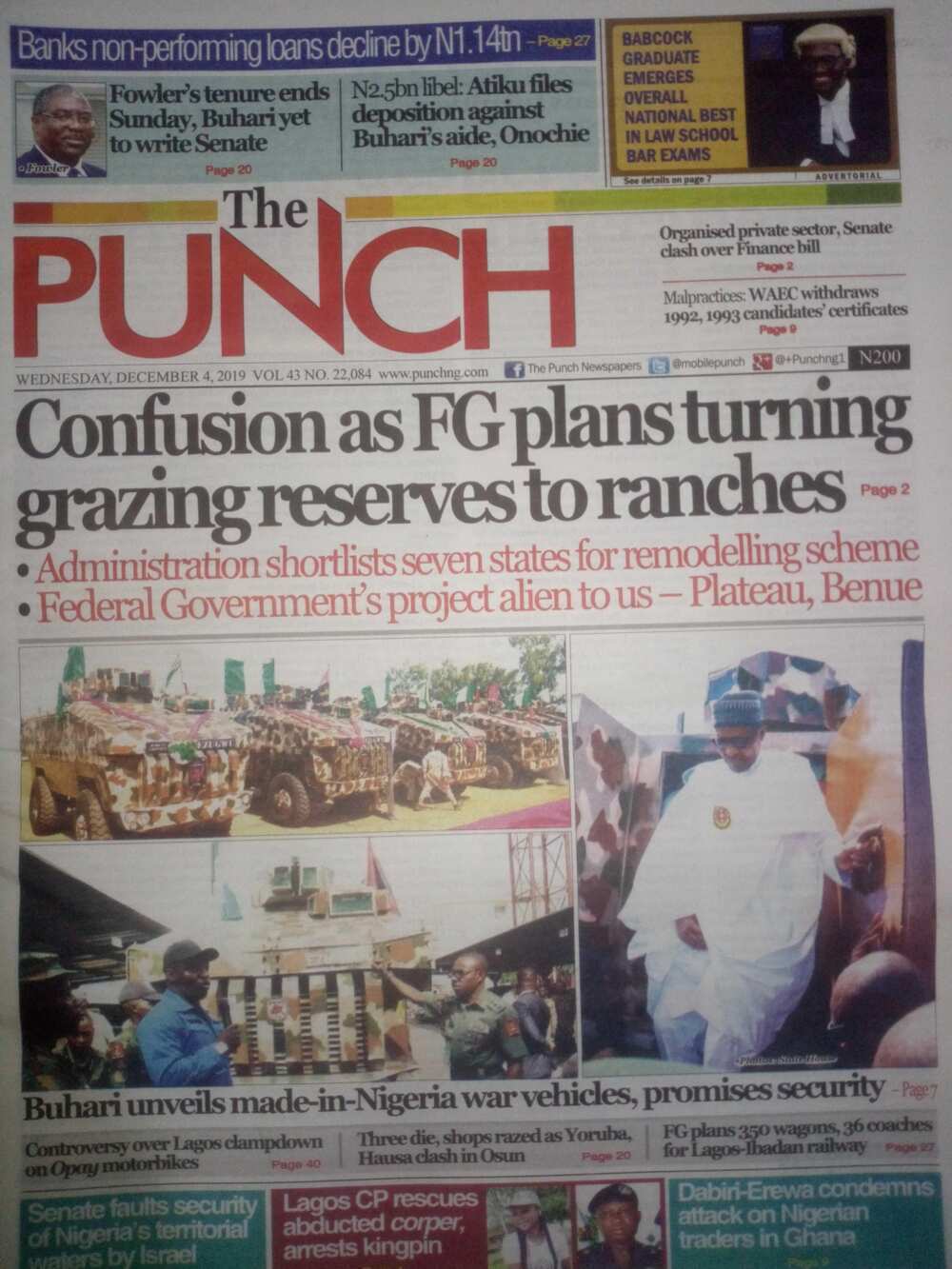 The Punch newspaper review of December 4