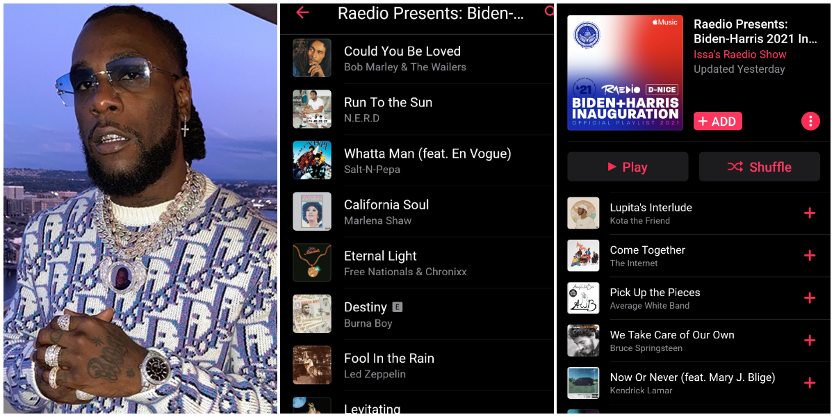 Burna Boy's song featured in Biden, Harris inauguration playlist | Legit.ng