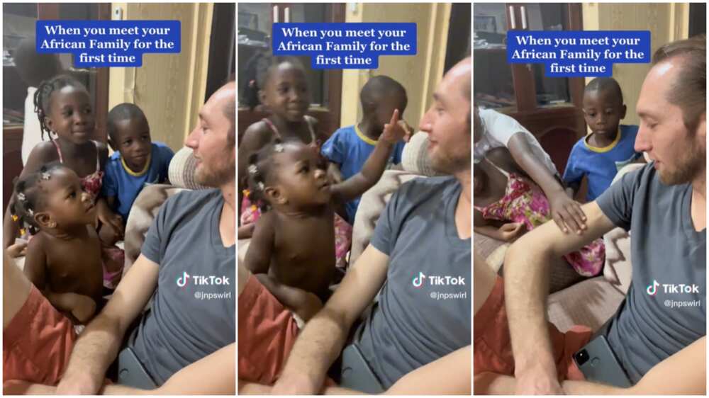 White man and family/kids surprised to see oyinbo man.