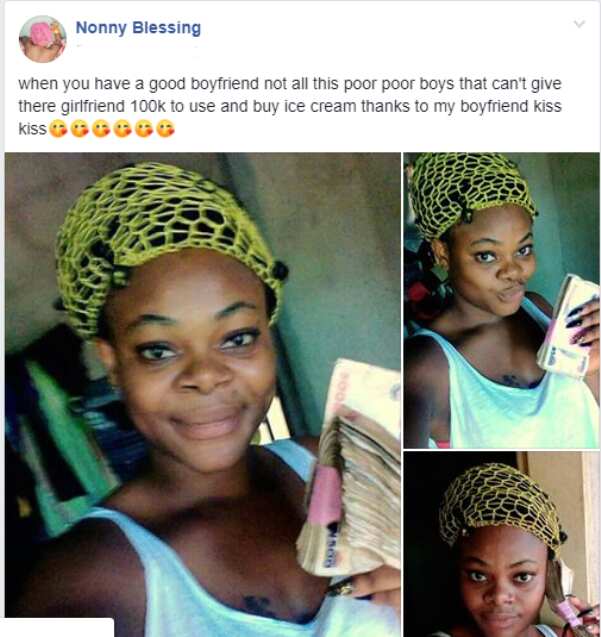 I have a boyfriend who gives me N100,000 to buy ice cream - Lady mocks broke guys (photos)