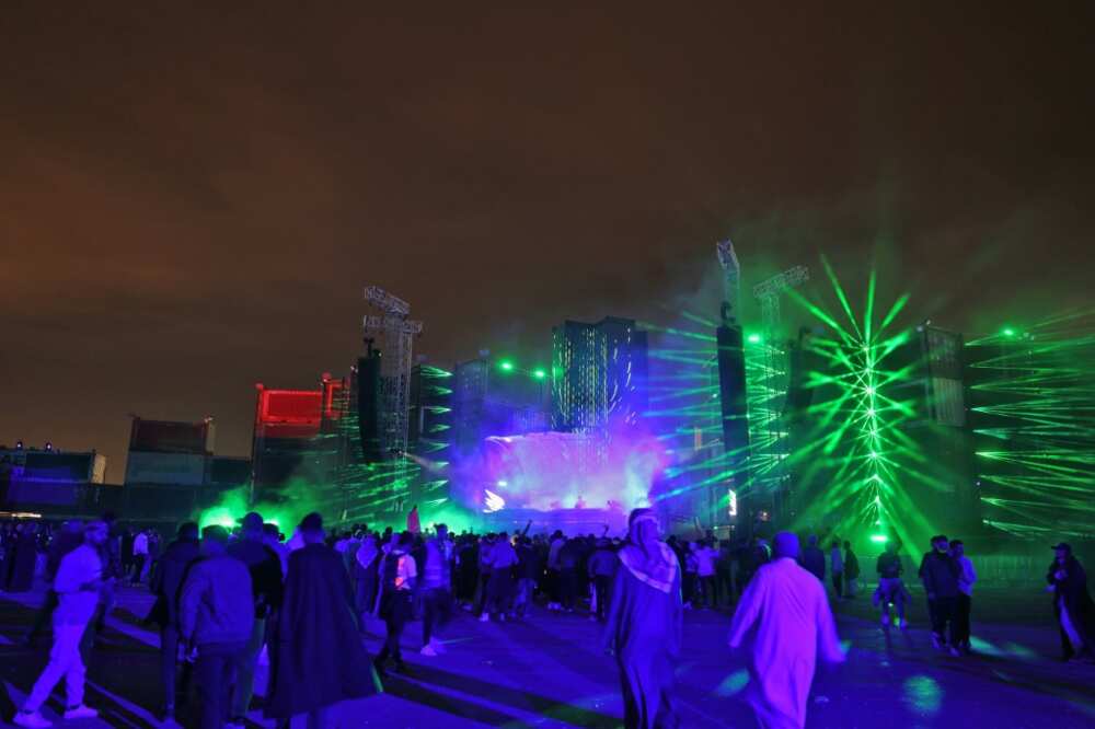 In this file photo from 2021, people attend the Soundstorm music festival, organised by MDLBeast, on the outskirts of Riyadh