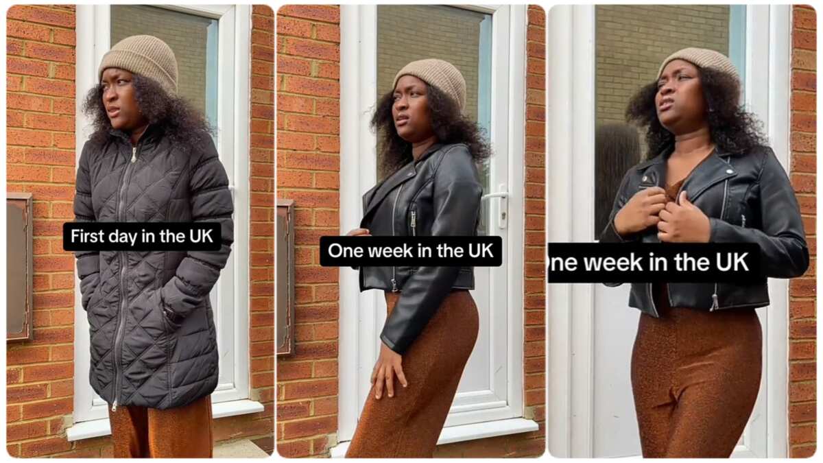 WATCH: Video of Nigerian lady in UK showed why he stopped wearing thick clothes