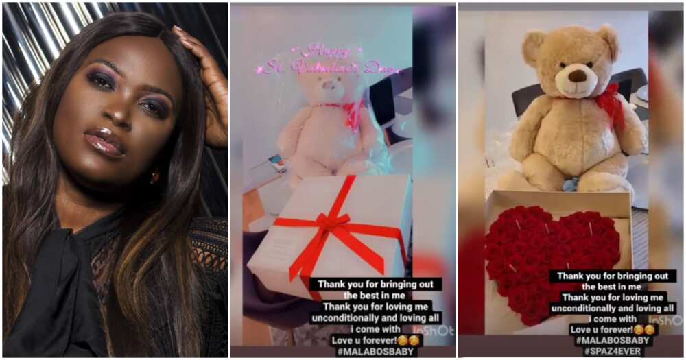 Valentine's Day: 2baba's US-based baby mama, Pero, spoiled silly by her lover, shows off gifts she got
