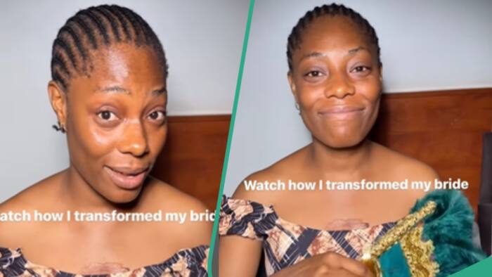 "You ate and left no crumbs": Bride's makeup transformation amazes netizens, video trends