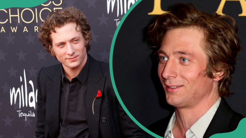 Jeremy Allen White at The Barker Hangar (L) and at DGA Theater Complex (R)