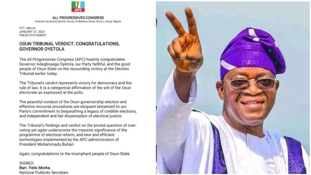 Gboyega Oyetola/APC/Tribunal/PDP/2023 Election