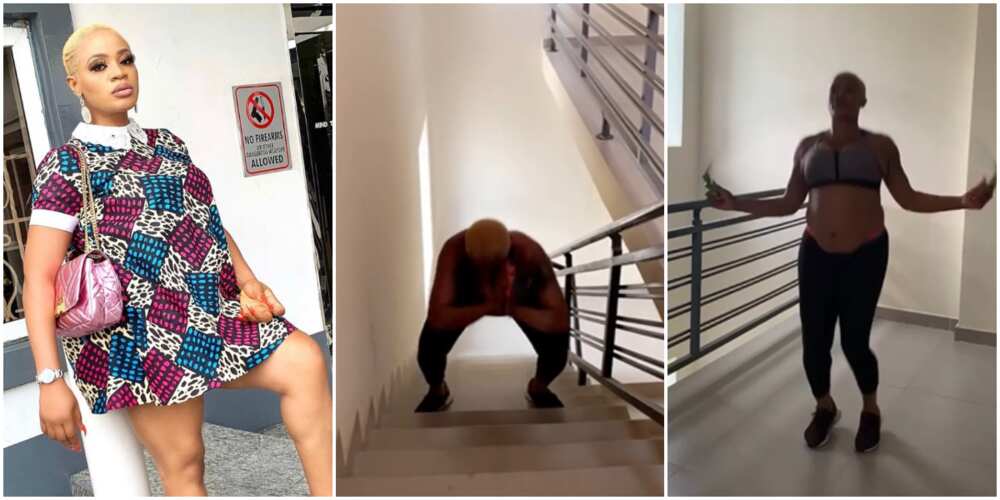 Pregnant Actress Uche Ogbodo Flaunts Baby Bump as She Embarks on Intense Work-Out Session