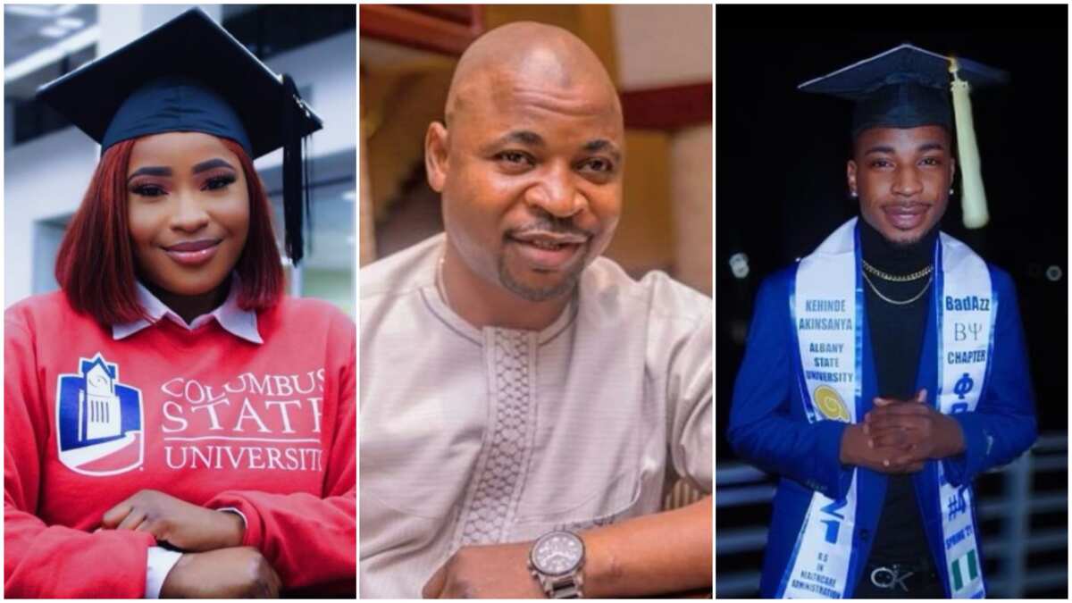 MC Oluomo's children bag degrees from 2 American universities, their graduation photos stir reactions