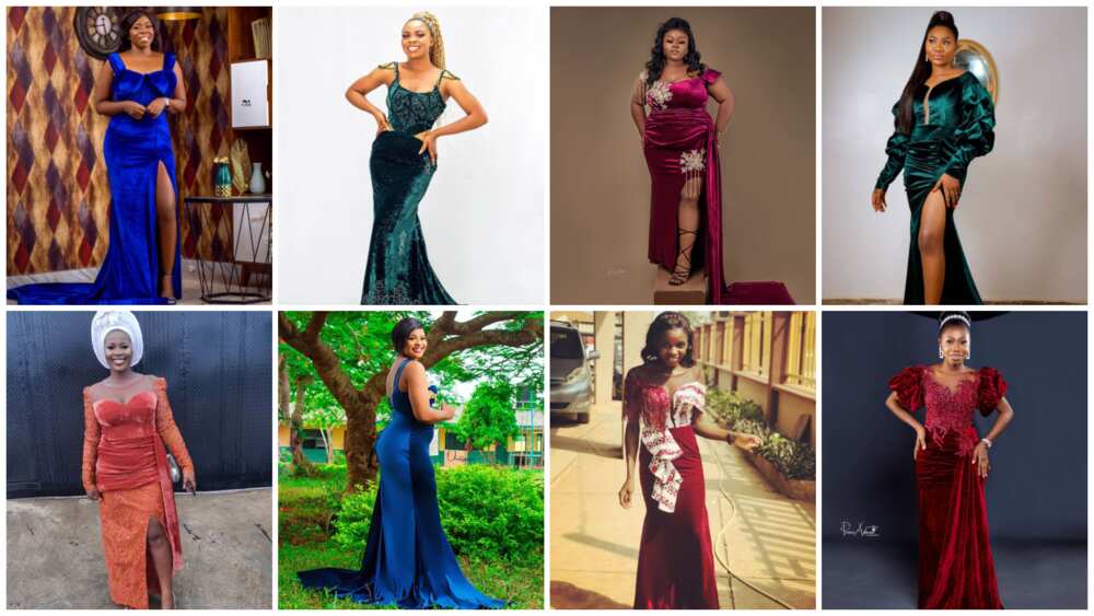 long velvet gown styles