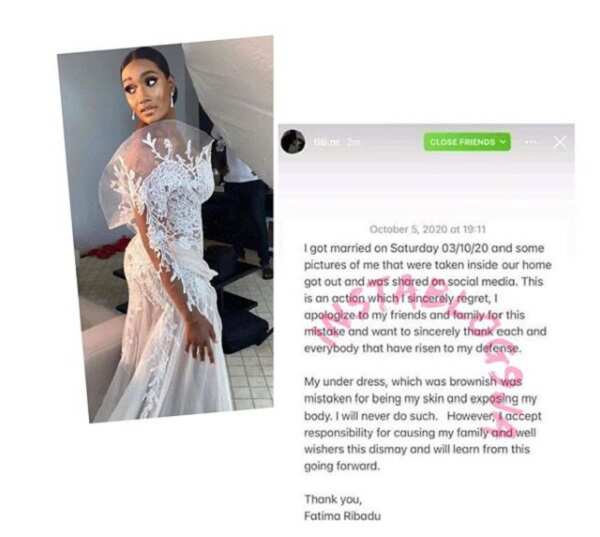 Atiku’s newlywed daughter-in-law Fatima apologizes over her wedding dress