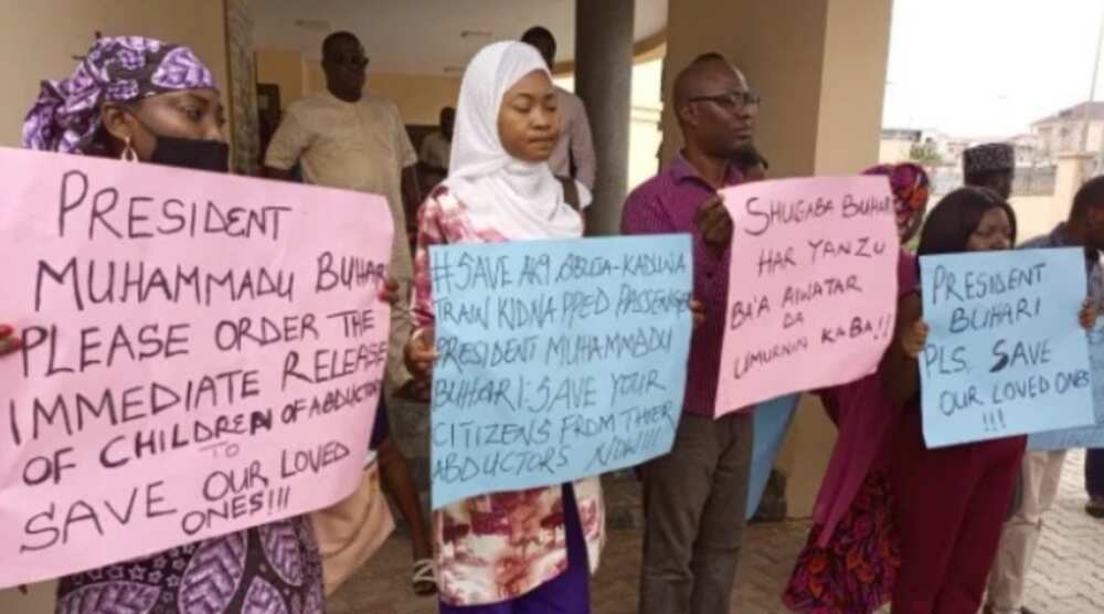 Families of abducted Abuja-Kaduna train passengers protest in Abuja