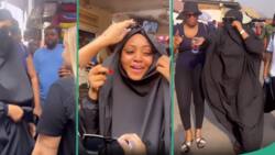 Regina Daniels disguises to market in Muslim outfit during Ramadan, covers up from head to toe