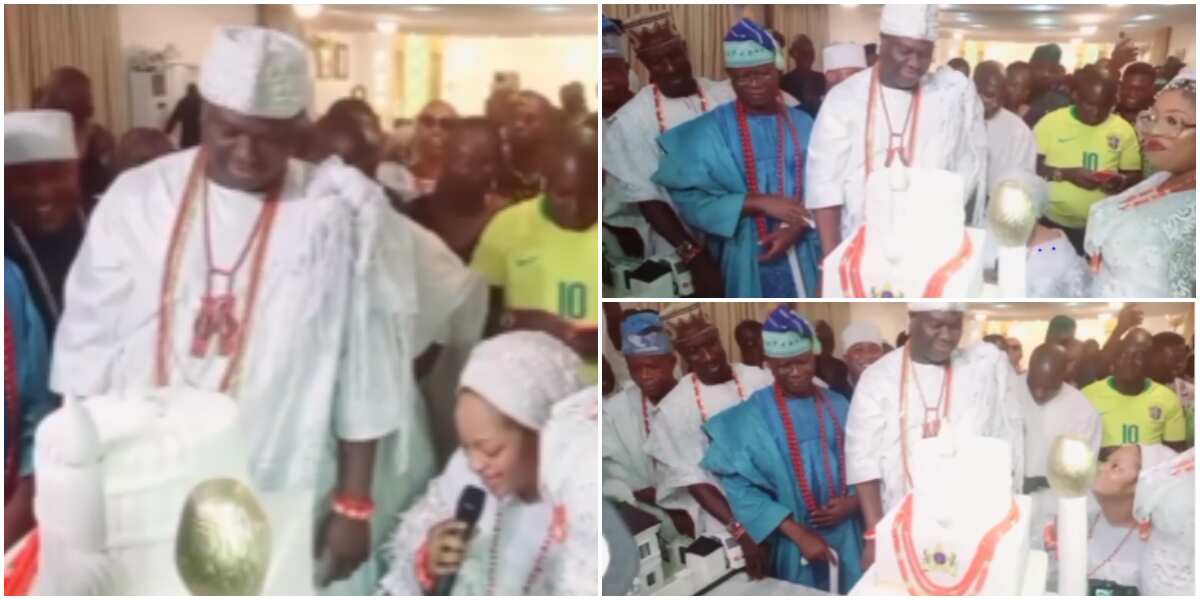 Ooni of Ife emotional as Olori Silekunola kneels, eulogises him in Yoruba before crowd at surprise birthday