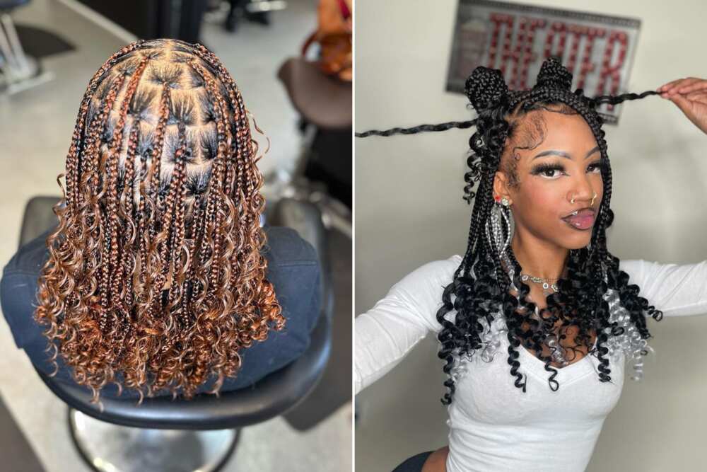 knotless box braids with curls