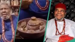Pete Edochie breaks kola nut to traditionally appease his creator for new month, clip causes stir
