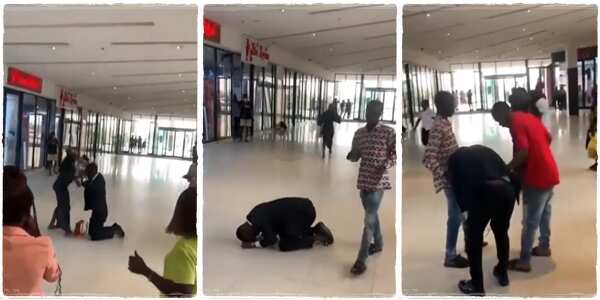 A young man proposed to his girlfriend at a shopping mall in Ibadan, Oyo state, but she said no