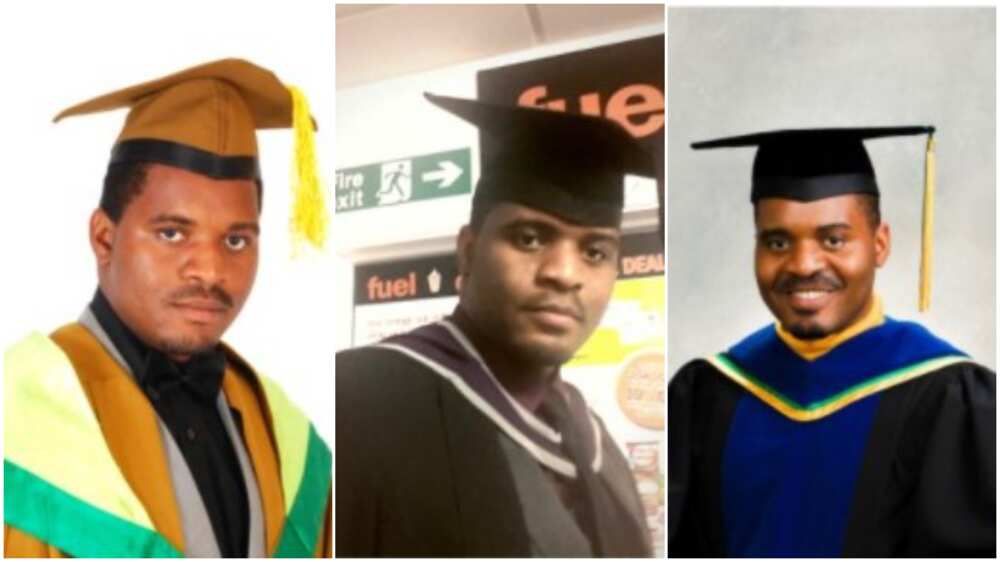 He shared his graduation photos. He shared his graduation photos.