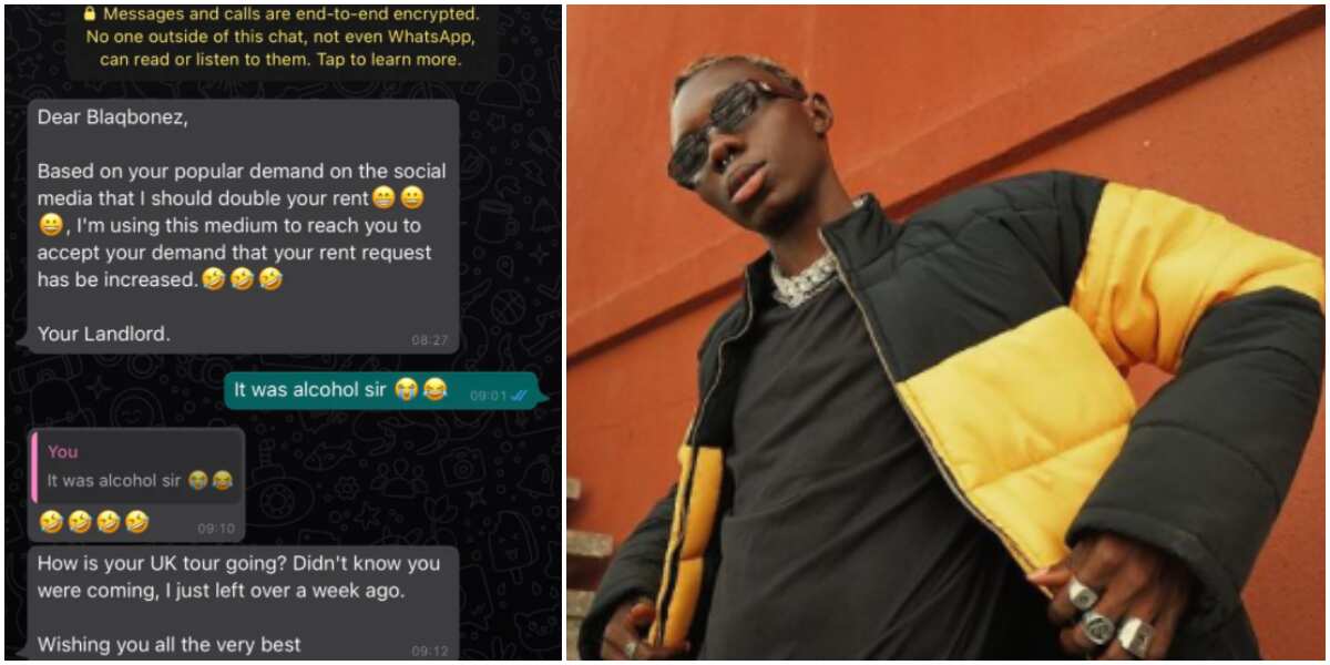 Landlord doubles rapper Blaqbonez's rent after singer said he's winning too much to pay the same amount