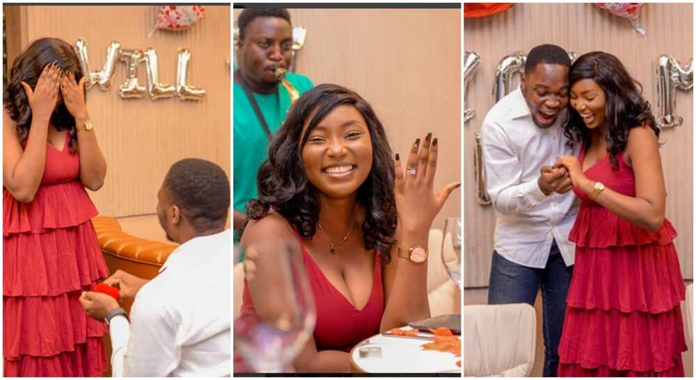 Photos of the moment a Nigerian man Tobi Fasipe engaged his woman.